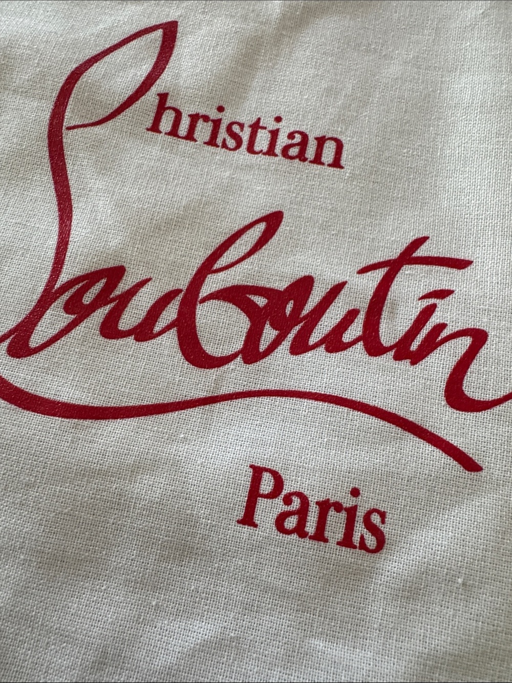 Christian Louboutin White Dust Bag with Red Logo and Drawstrings - Picture 4 of 5